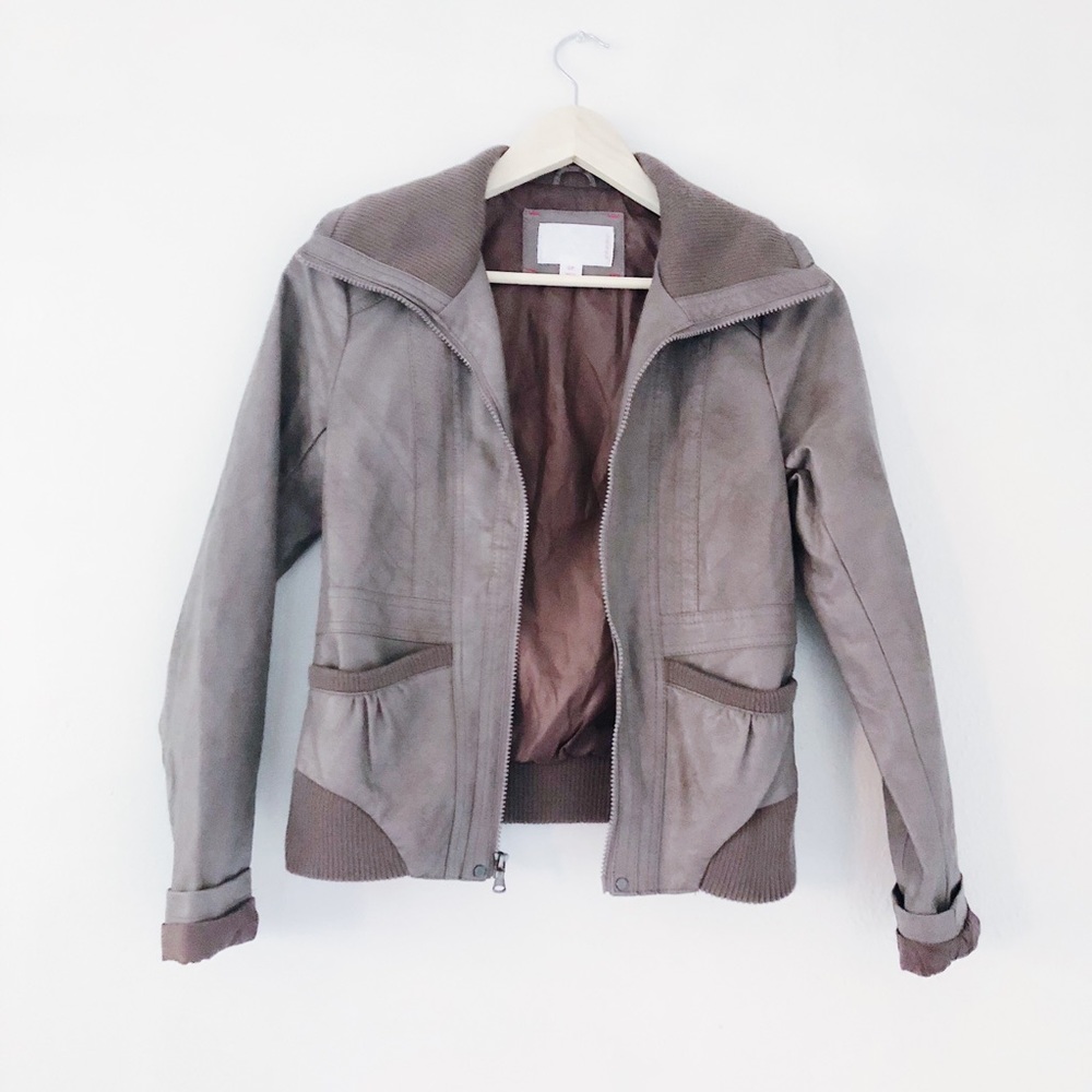 Tan biker moto jacket